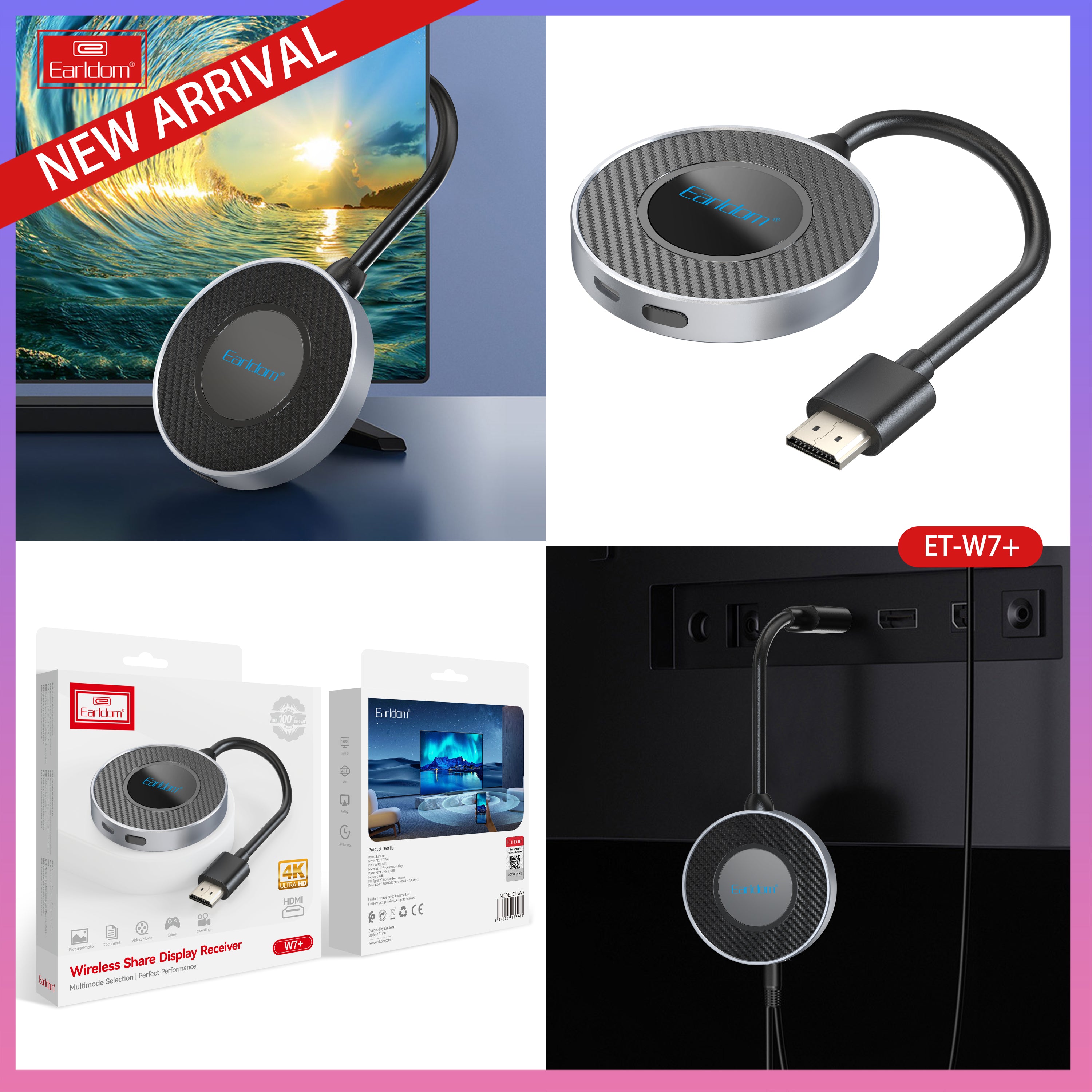 Earldom W7+ Wireless Share Display Receiver Dongle Earldom W7+ Wireless Share Display Receiver Dongle